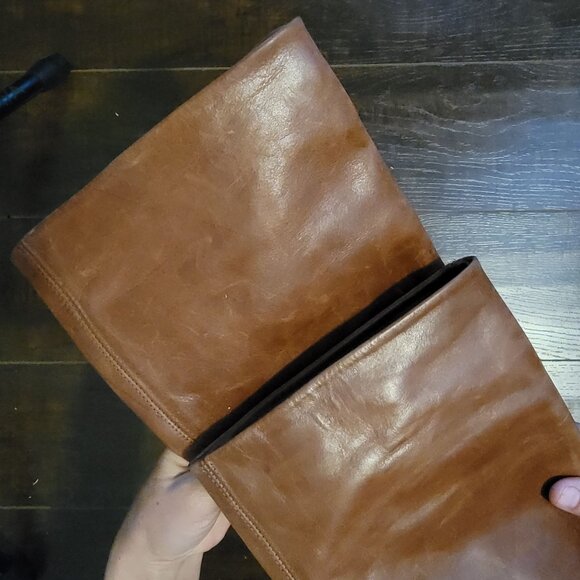 NEW Free People Dakota Tall Boots Womens 7 Brown Distressed Leather Knee High - Picture 4 of 14